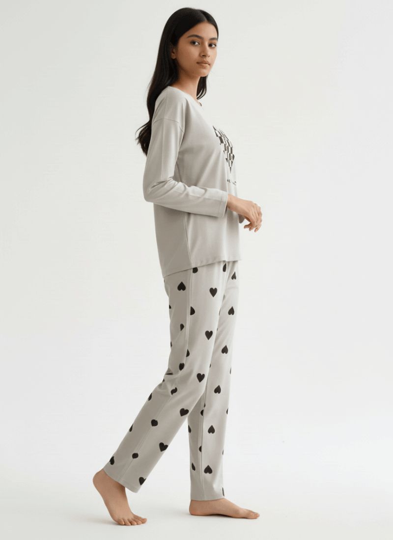 Checked Heart Printed - PJ SUIT FOR WOMEN