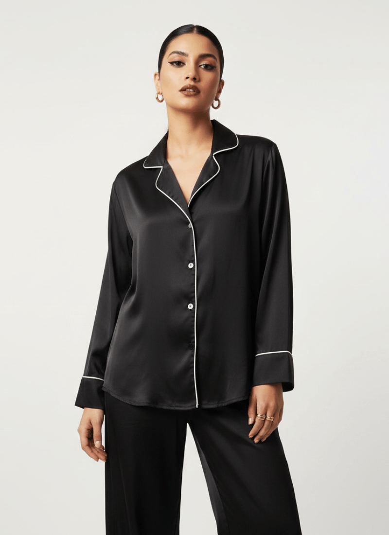 Plain Silk Satin PJ Sets For Women