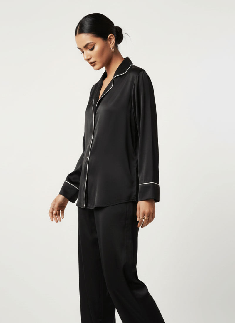 Plain Silk Satin PJ Sets For Women