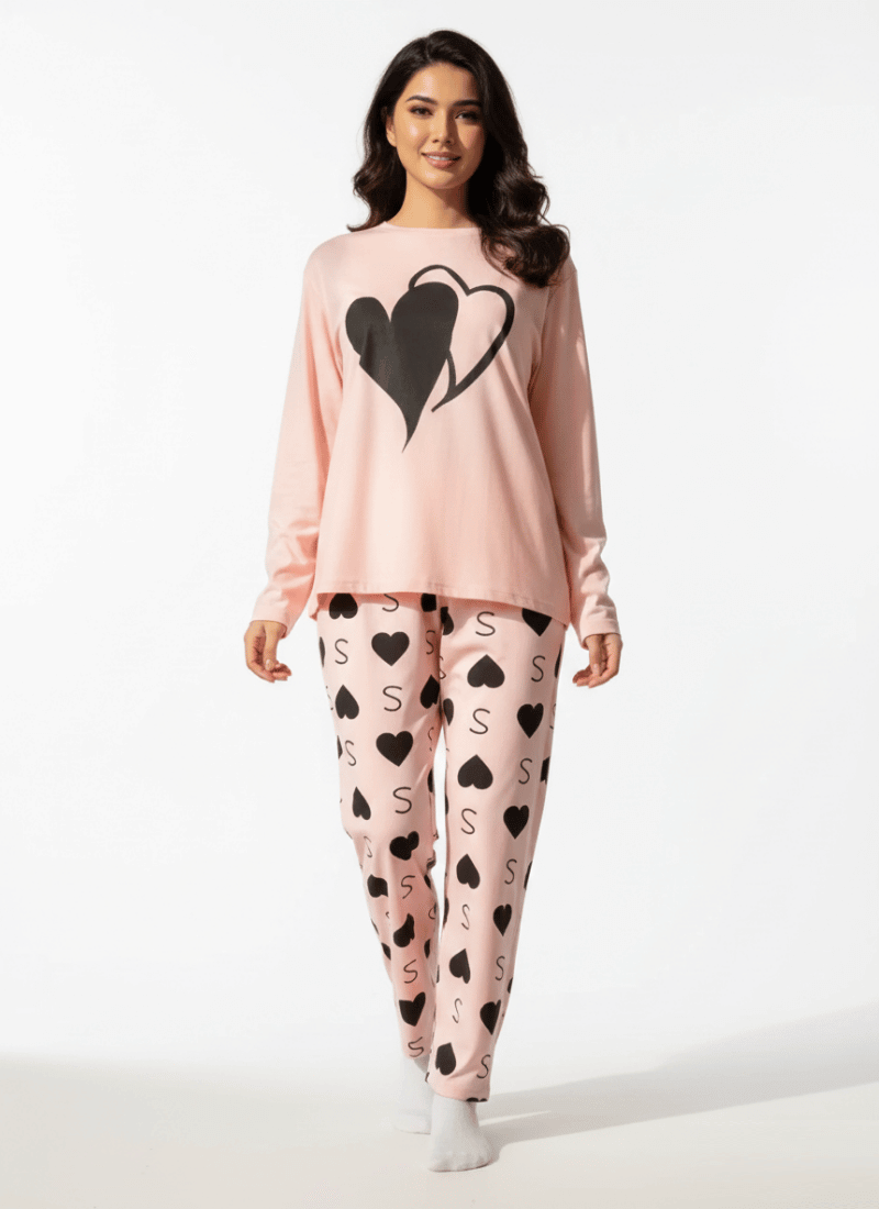 Double Heart Pink - PJ SUIT FOR WOMEN