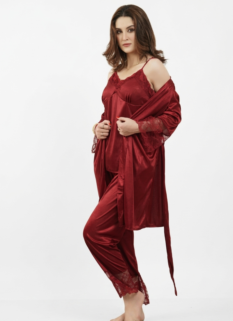 5 Piece Silk Nighty Set For Women