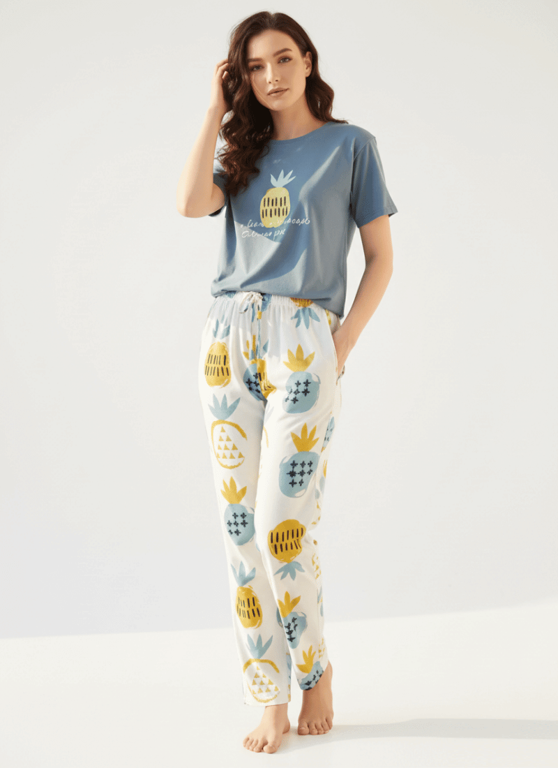 Pineapple Printed Blue - PJ SUIT FOR WOMEN