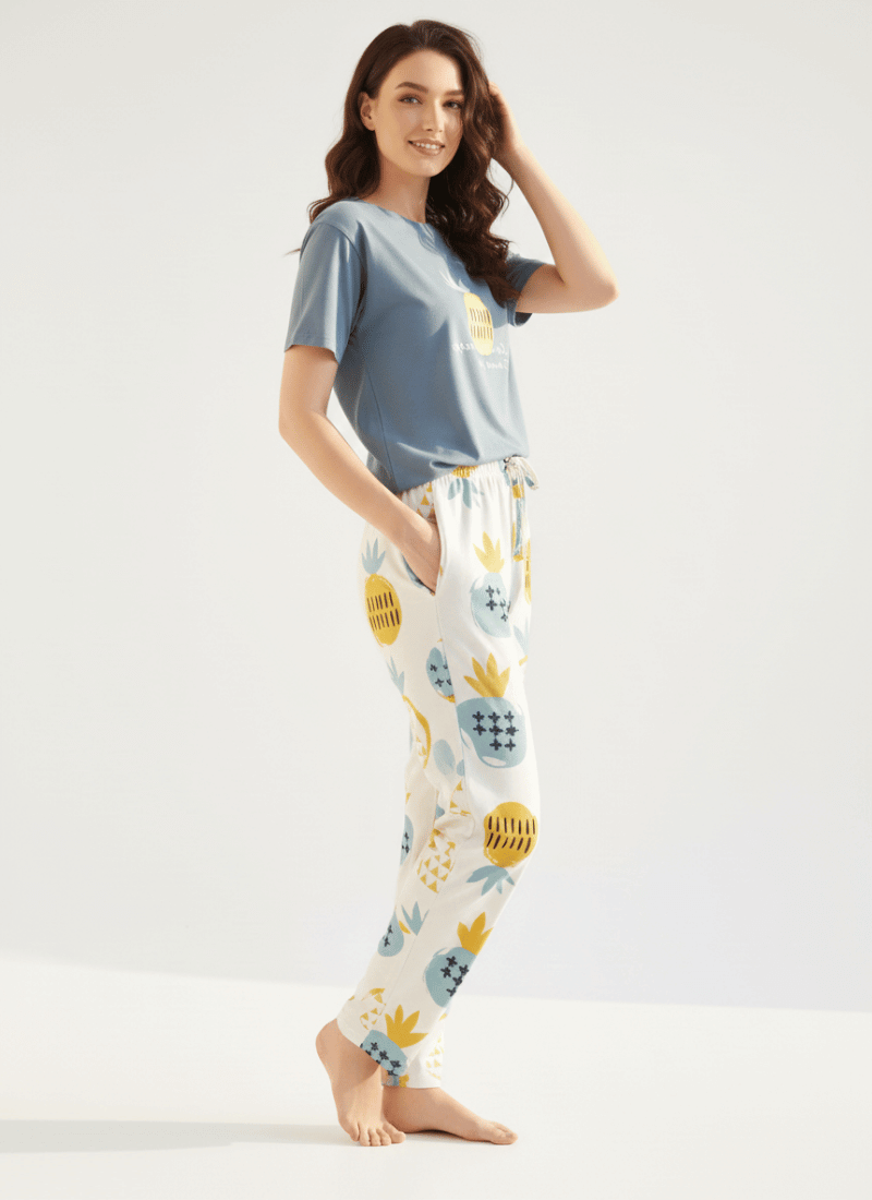 Pineapple Printed Blue - PJ SUIT FOR WOMEN