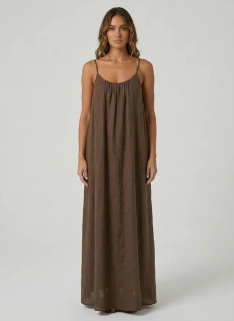 Sera Backless Maxi- Dark Brown