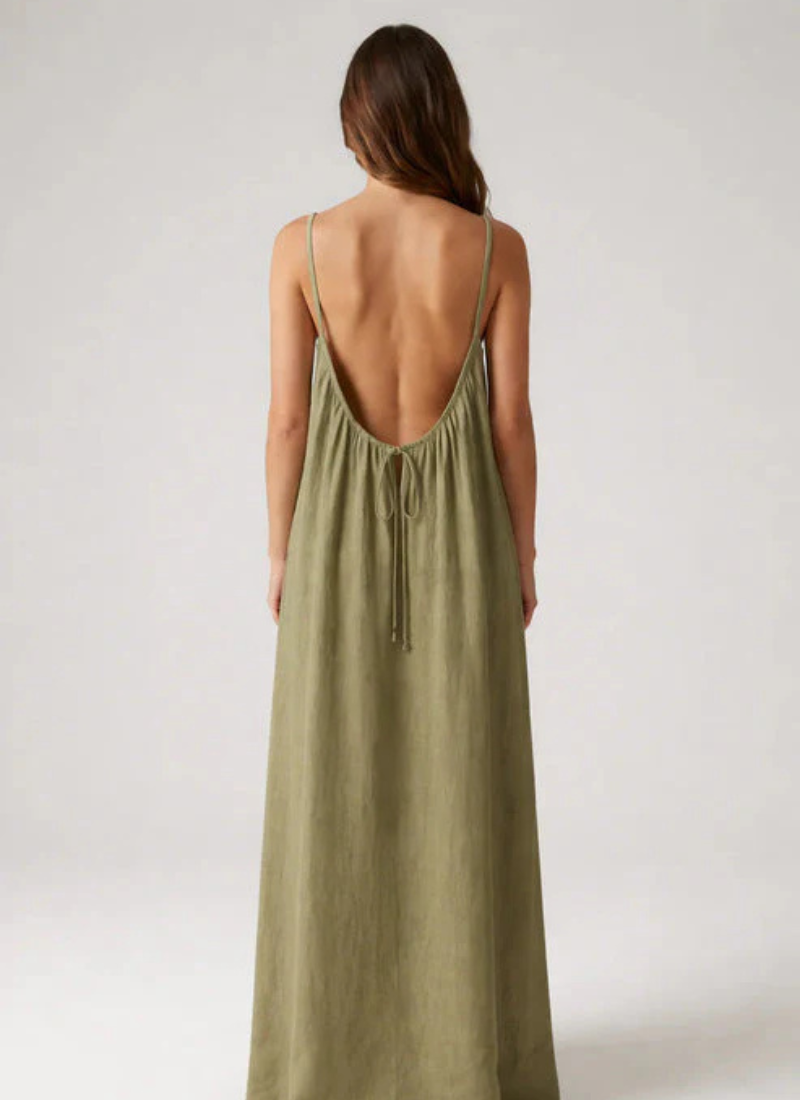 Sera Backless Maxi- Dark Green