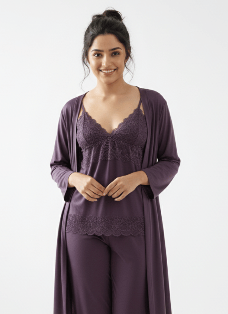 3 Piece Silk Satin Camisole Set For Women