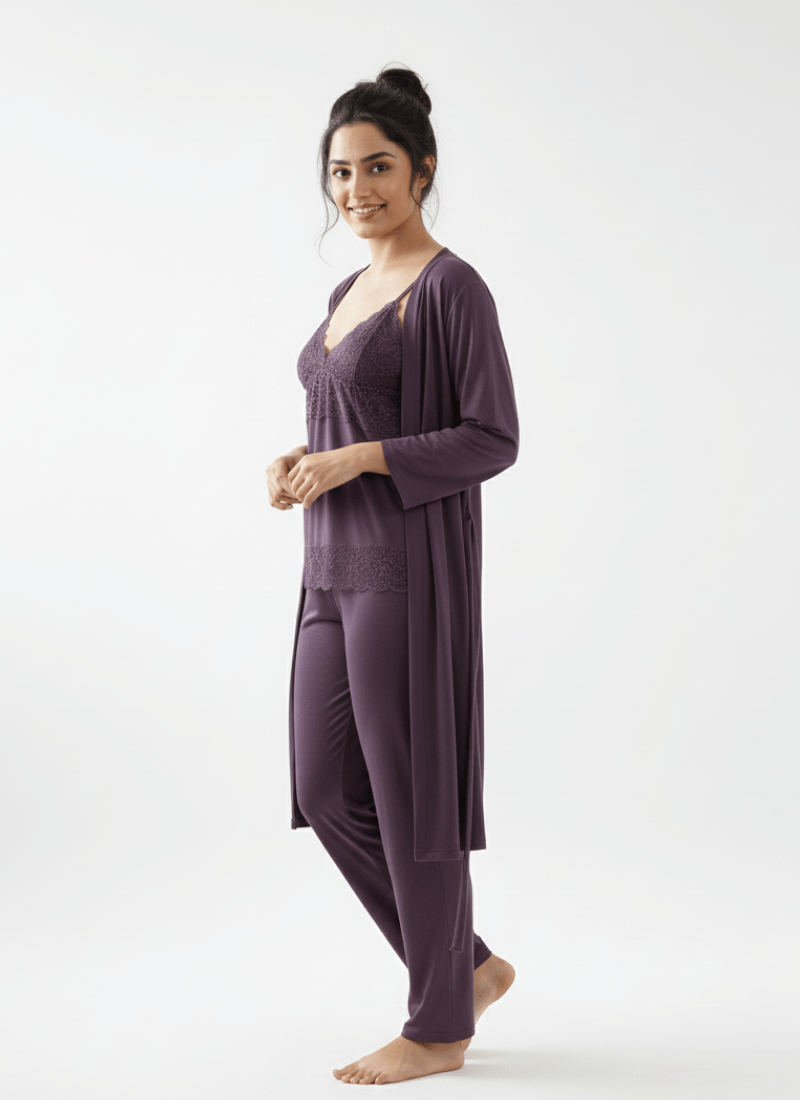 3 Piece Silk Satin Camisole Set For Women