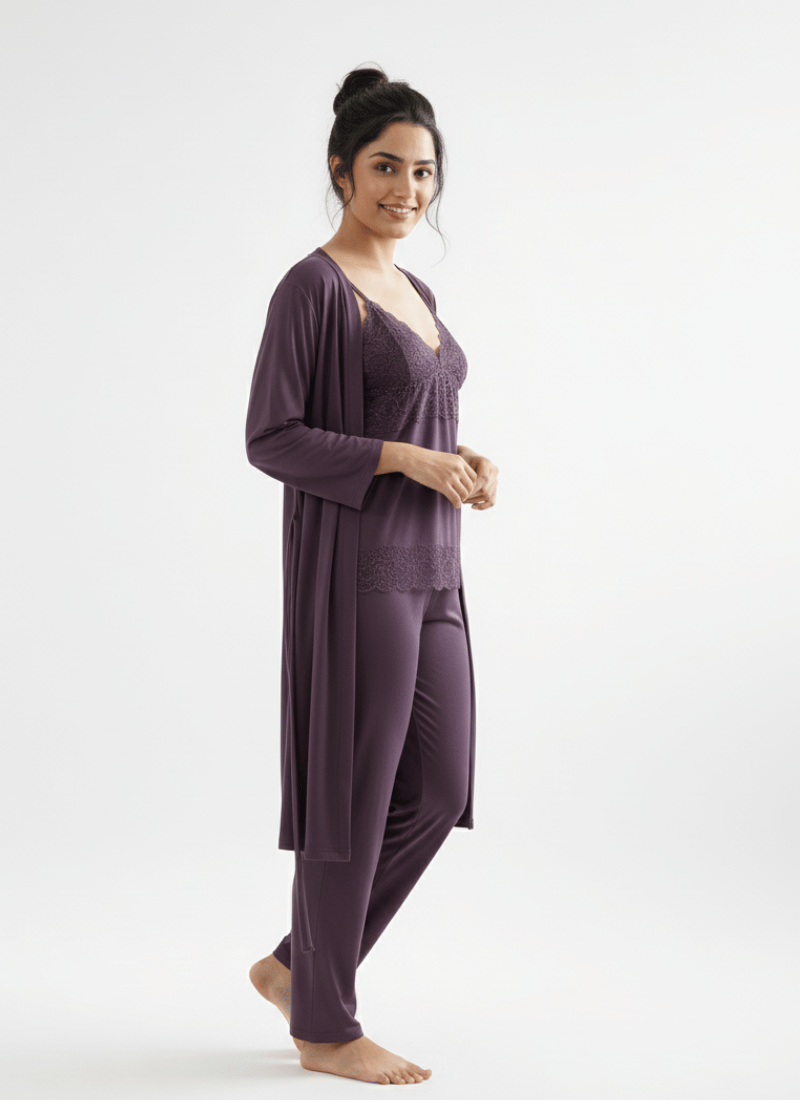 3 Piece Silk Satin Camisole Set For Women