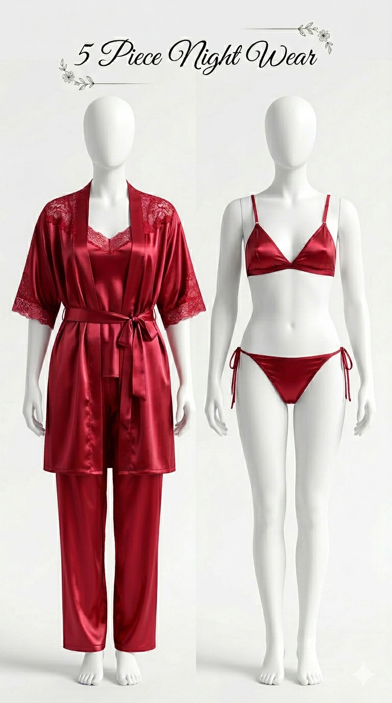 5 Piece Bikni Silk Set For Women