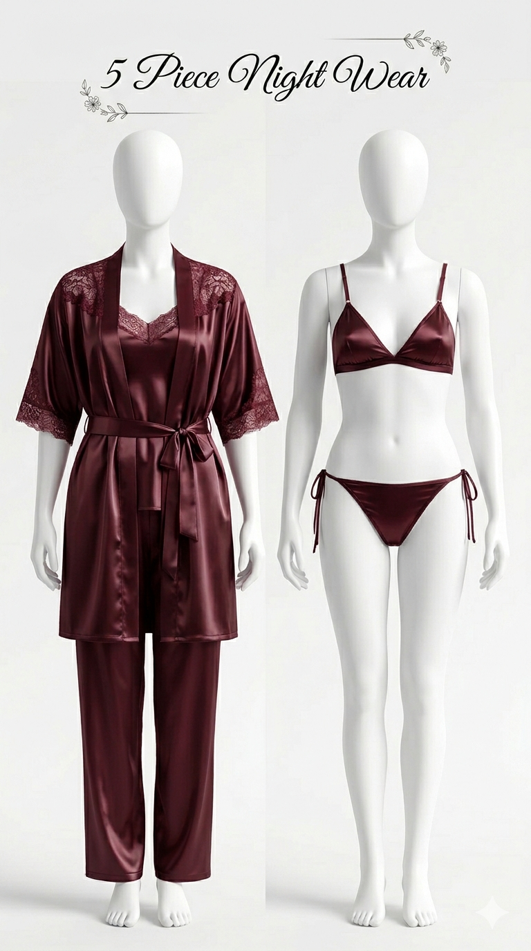 5 Piece Bikni Silk Set For Women
